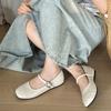 Silver retro square head inner height increase light mouth flat sole single shoes women's summer 2025 new versatile French Mary Jane shoes