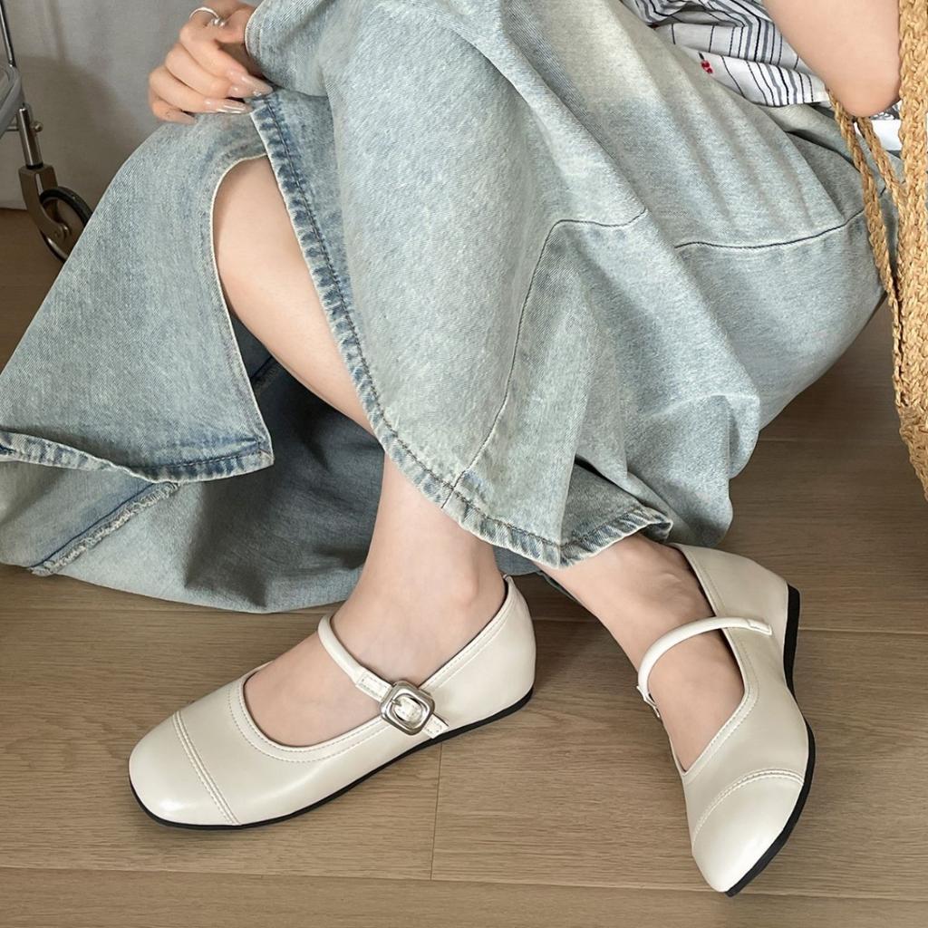 Silver retro square head inner height increase light mouth flat sole single shoes women's summer 2025 new versatile French Mary Jane shoes