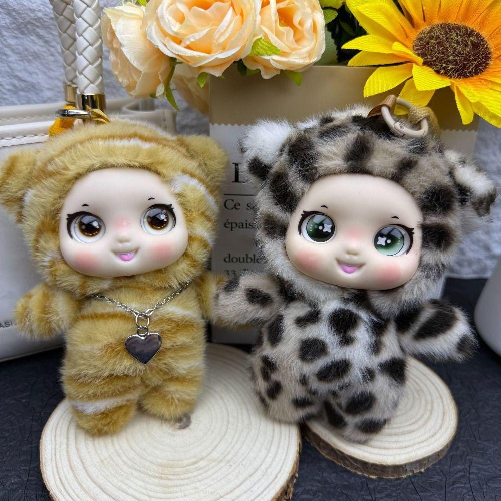 Keychain Leopard Stuffed Pendant Bag Charm Vinyl Doll Toy Vinyl Face Plush Doll Girls Women