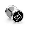 1Pc Punk Black Stainless Steel Round Stud Earrings Women Men Gothic Tunnel Barbell Dumbbell Earings Ear Piercing Zircon Gifts