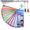 1SET Addition, Subtraction, Multiplication and Division, Primary School Math Card, Repeatable Writing, Children's Learning Aids