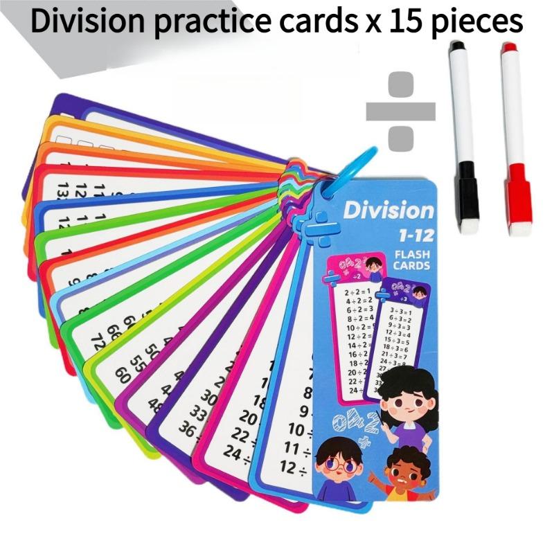 1SET Addition, Subtraction, Multiplication and Division, Primary School Math Card, Repeatable Writing, Children's Learning Aids