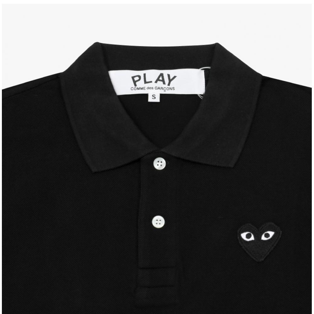 Comme Des Garons Play Schwarzes Herz Wappen Polo T-Shirt Ax T066 051