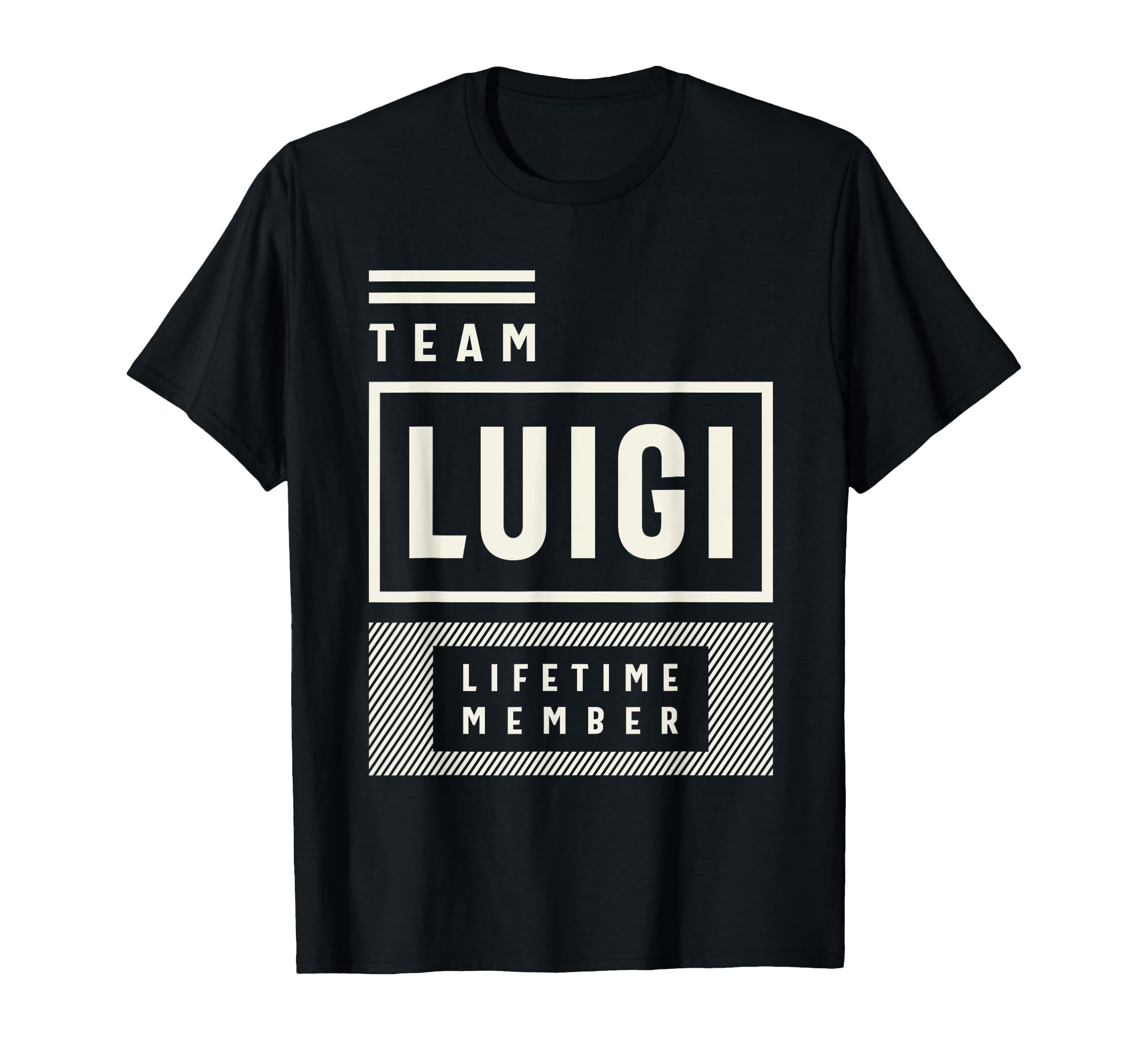 

Футболка с забавными именами Luigi для членов команды Luigi на всю жизнь чёрный