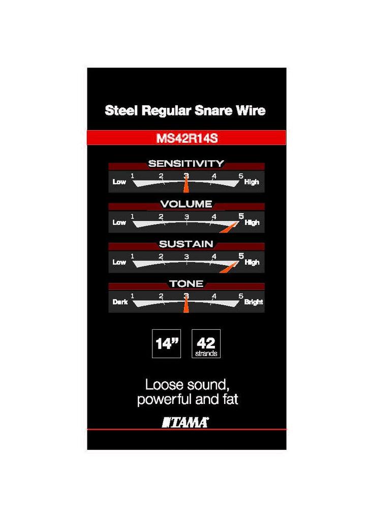 TAMA Snapper Regular Carbon Steel 42 Strands Inner Surface MS42R14S 14"