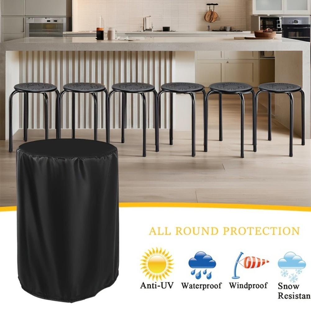 Restaurant Stool Cover Round Bar Stool Covers 210D Oxford Waterproof Furniture Cover Outdoor Circular Stool Bench Cover 39*64cm