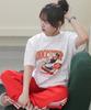 Tijeoteu Chocolate Syrup Print Oversized Cotton Short Sleeve T-Shirt (White, Black) Ds_04