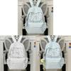 Nylon Girl Backpack With Star Print And Moon Pendant For Casual Travel