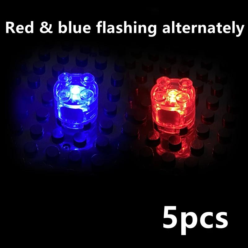 LED Light 5Pcs Brick Round 2x2 Dot Flash Color Light Emitting Classic Accessories Compatible Leduo Construction Building Blocks