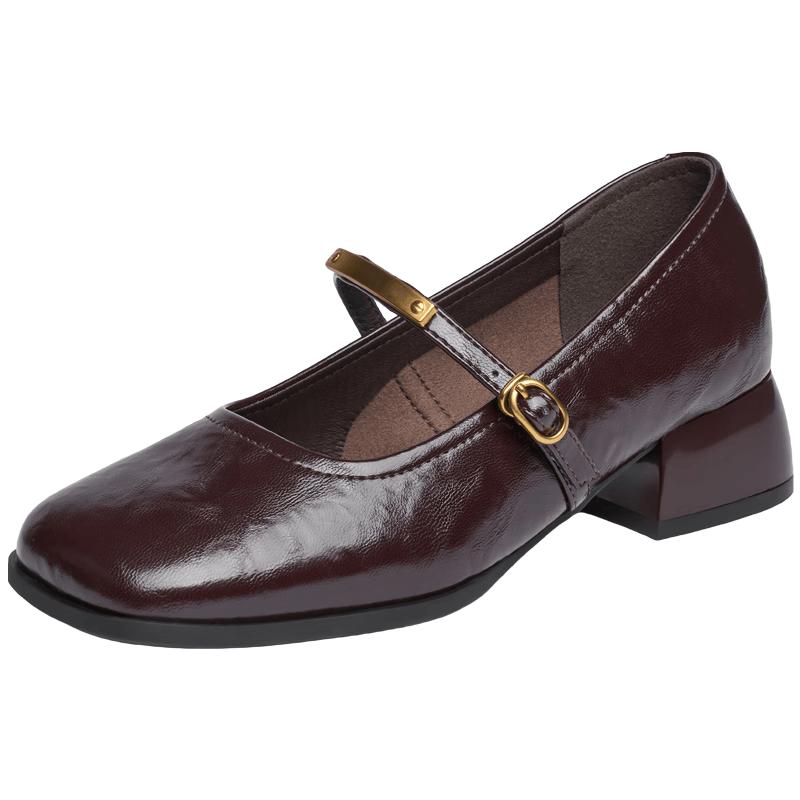 Josiny French Style Block Heel Mary Jane Shoes 39