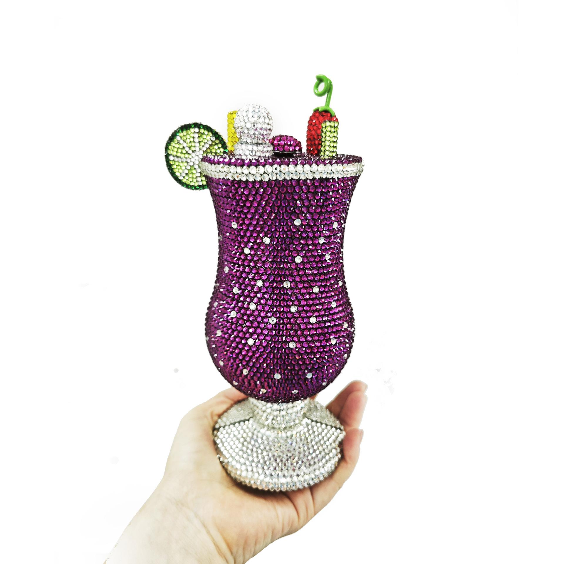 

Cocktail Purses Cup Rhinestone Evening Bags Luxury WHTUOHENG Gorgeous Crystal Metal Purses Diamond Handbags Wedding Party Bags 16cmX12cmX6.5cm