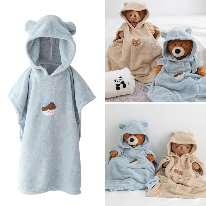 Bata de baño con capucha para bebé, toalla de baño transpirable, capa para bebé de secado rápido, suave, con dibujos animados, poncho para recién nacidos, muy absorbente