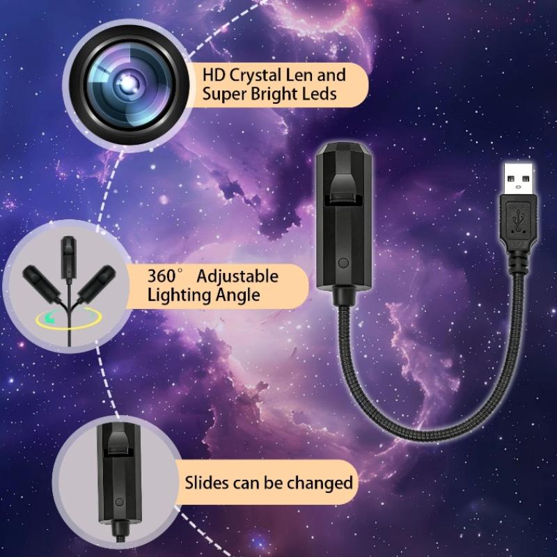 

Seven Themed Usb Projection Ceiling Atmosphere Lights Including Planet/Crescent Moon Patterns Suitable For Bedroom Living Room 1set