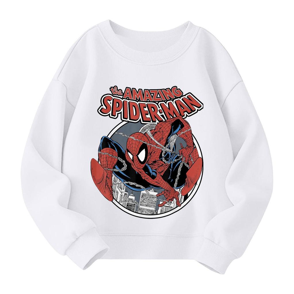 Boys and girls round neck plus velvet pullover printed top sweatshirt