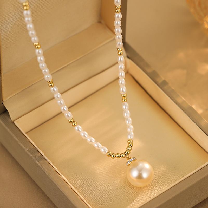 Французское популярное модное жемчужное ожерелье ретро-дизайна элегантного темперамента универсальное ожерелье 18K