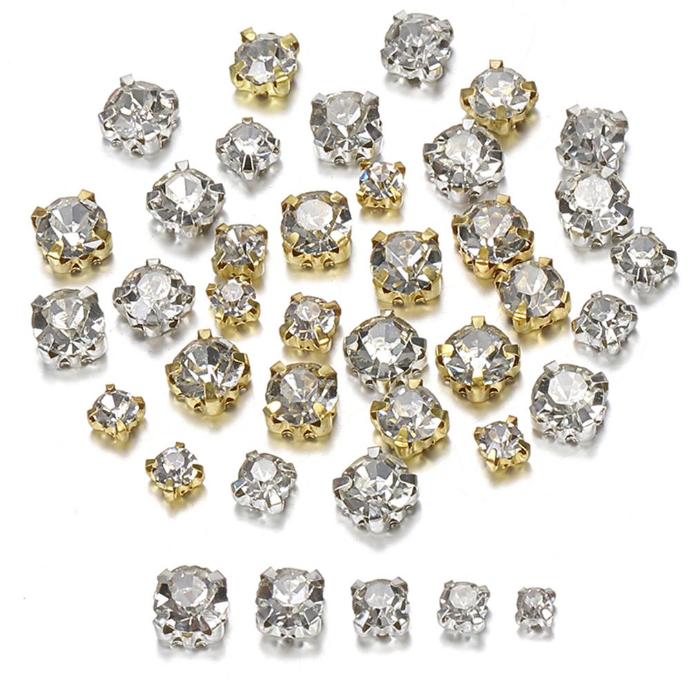 200pcs DIY Glitter Crystal Claw Rhinestone Sew-On Glue-On for Clothes Garment Hair Clip Jewelry Making Components Accessories