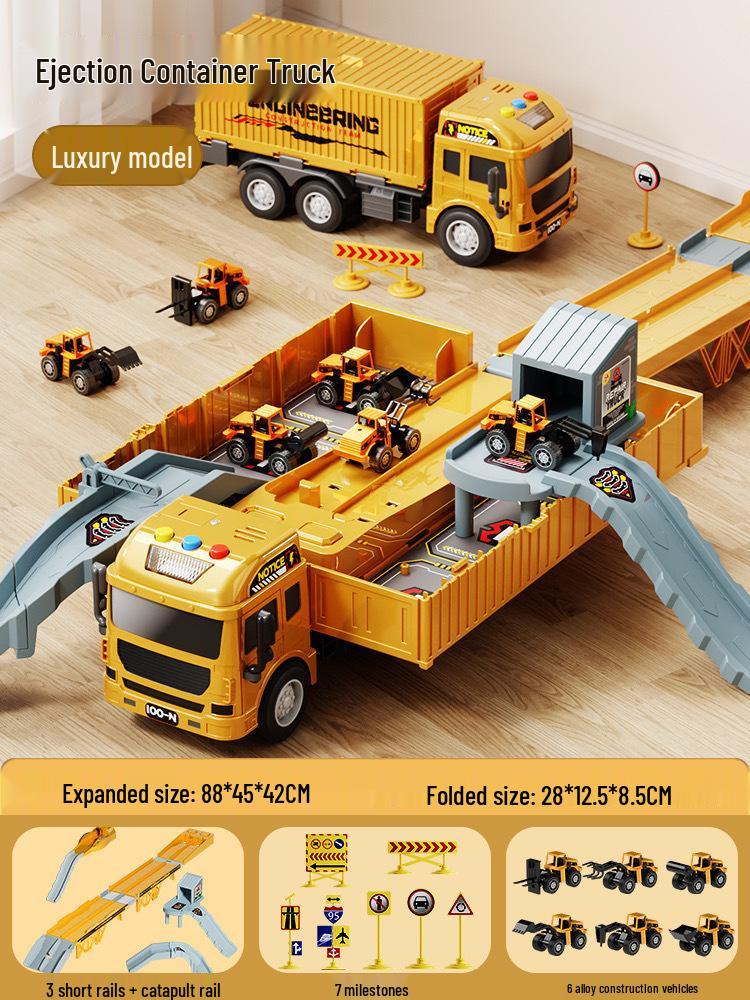Kids XL Container Truck & Crane Alloy Excavator Toy Set