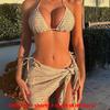 Classic Solid Color Bikini Set With Polyester And Spandex For Swimming Water Sports Women