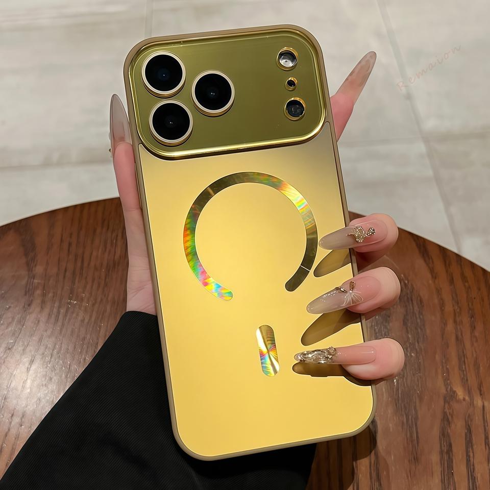 

Matte Glitter Laser Magnetic Phone Case for iPhone 17 Air 13 14 15 16 Pro Max Magsafe Wireless Charging Protector Cover For iPhone 13pro