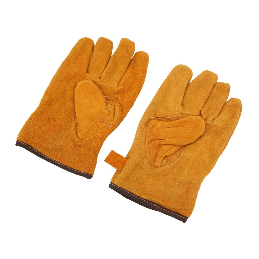 1 Pair of Heat Resistant Gloves Fireproof Flame Retardant Non Scalding for BBQ Grill Short Yellow