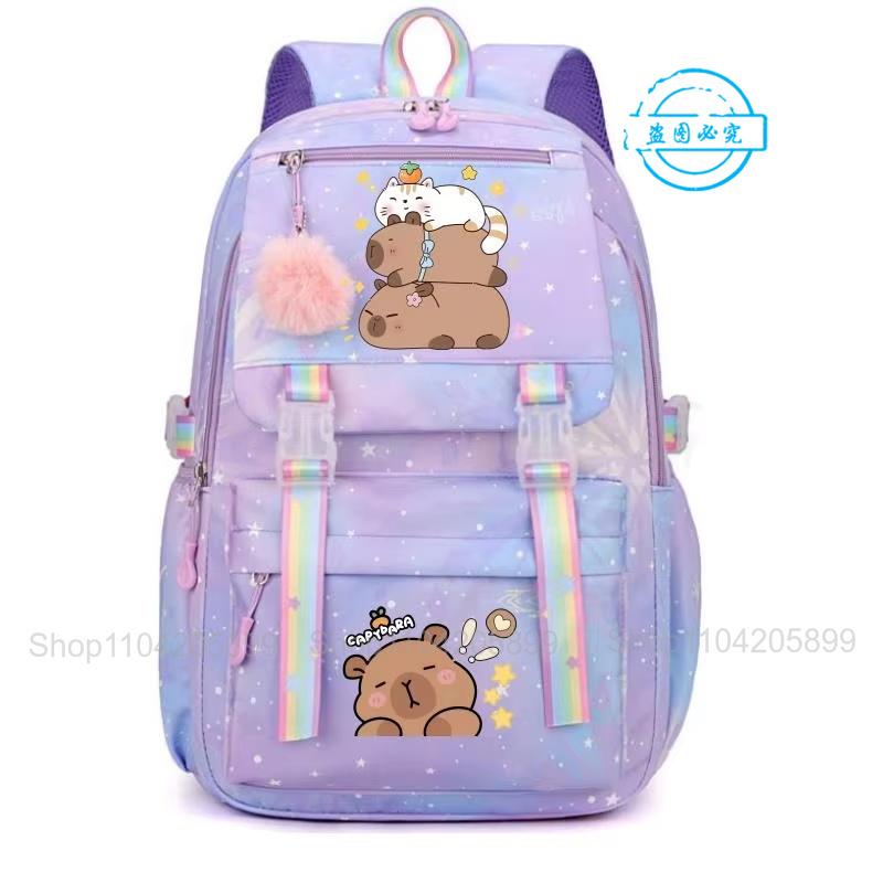 Grappige Capybara Print Rugzak Schattig Dier Meisjes Mochila Student Schooltas Cartoon Schooltas Cadeau Mode Reizen Rucksack 16 inches