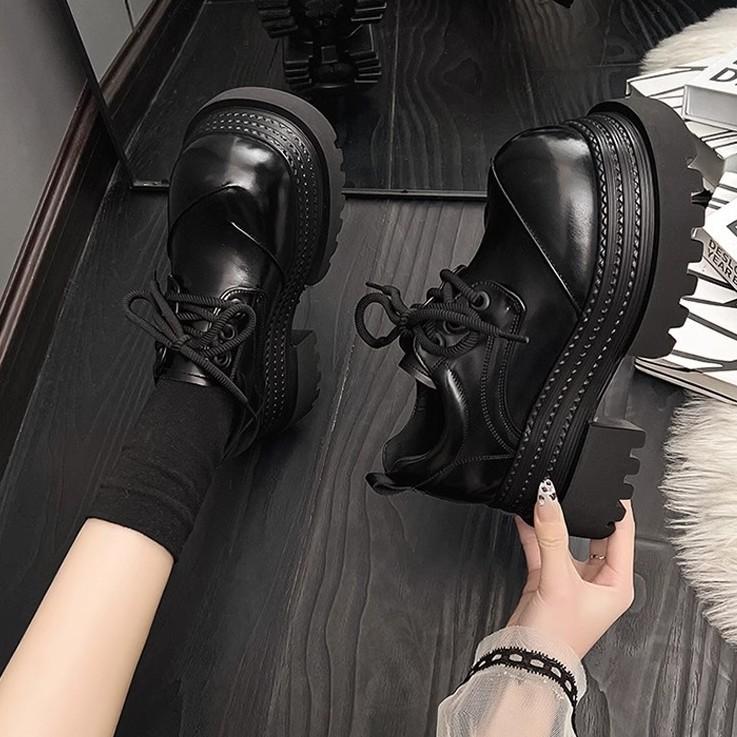 2025 early spring new retro British style loafers muffin bottom heightened thick sole versatile polished small leather shoes women's shoes