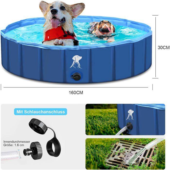 Piscine Pour Grands Chiens Et Petits Chiens - Pataugeoire Pliable Et Transportable - 160 X 30 Cm - Animaux De Compagnie, Enfants