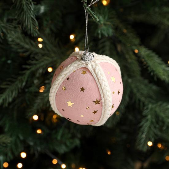 Starry Knit Christmas Ornaments Decorative Foam Balls DIY Craft Festive Tree Decor with Hanging Loop