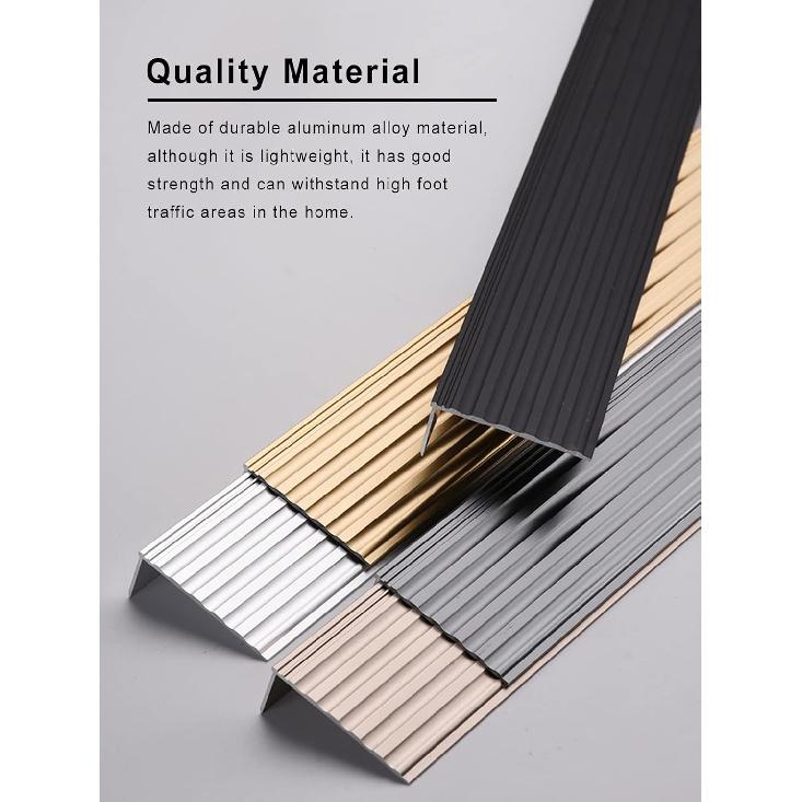 Transition Strip L-Shaped Floor Transition for Stairs,Non-Slip Aluminum Stair Treads for Tile/Wood/Laminate,Edge Protectors Decoration,Edging Strip
