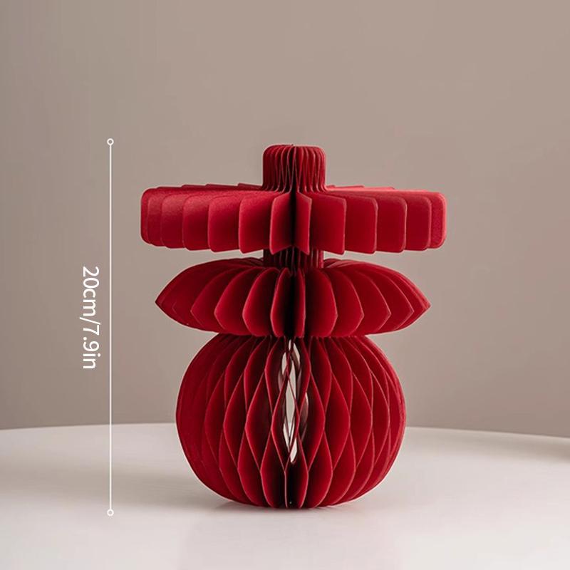 3D Papier Wabenball 2026 Neujahr Hängende Dekoration Papierornamente Frühlingsfest Papierkürbis Ornament Weihnachten Party Deko Vase