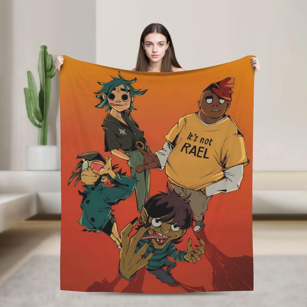 Gorillazs Flannel Blanket Winter Band Rock Warm Throw Blanket for Children Home Decor Graphic Bedspread Sofa Bed Cover