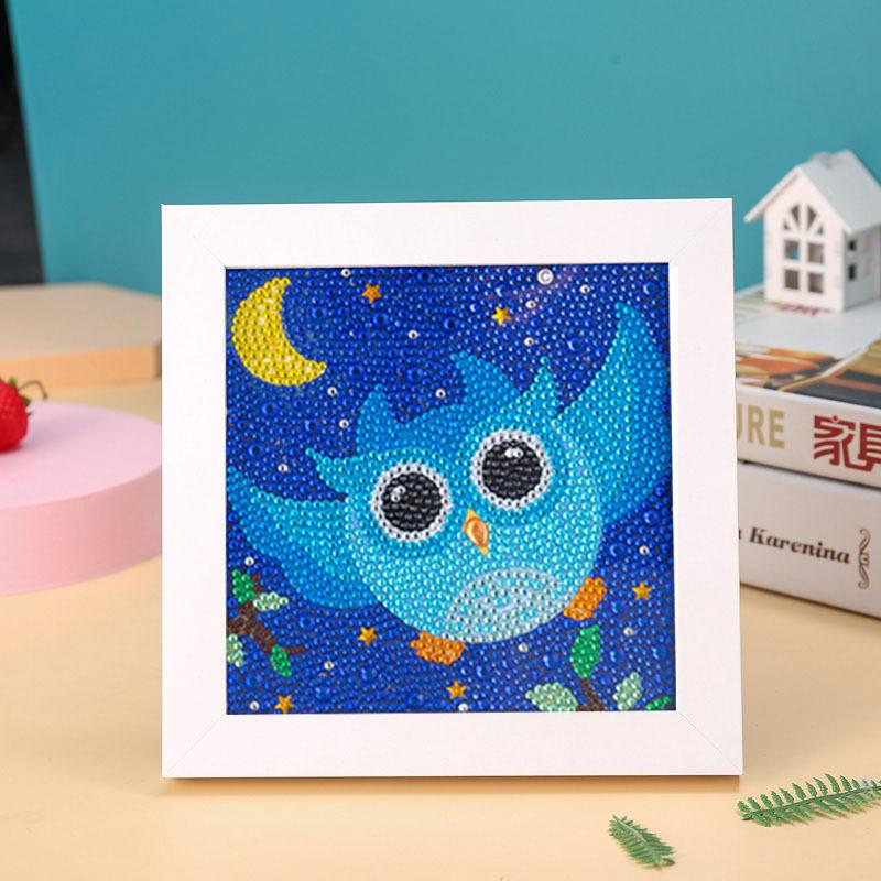 New Diy Diamond Painting Solid Wood Photo Frame Boxed Diamond Sticker Owl Cartoon Hand-Pasted Diamond Painting