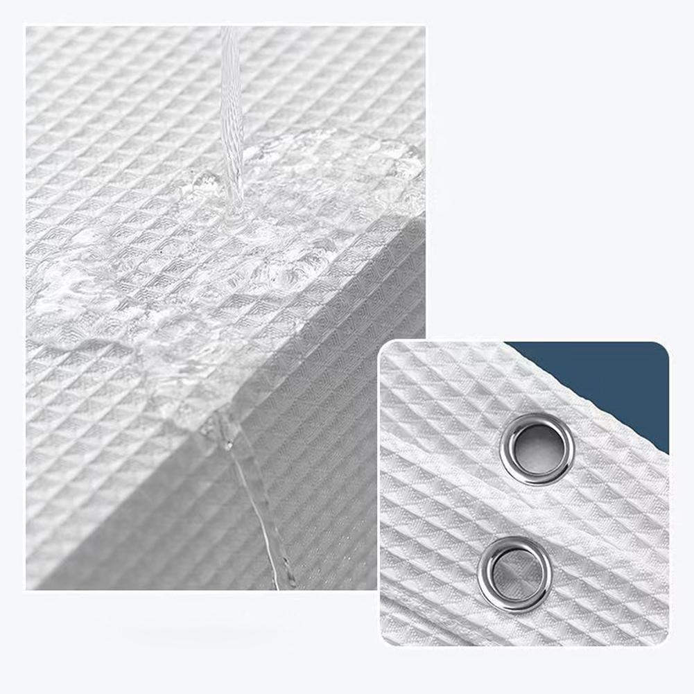 Moisture-resistant Waterproof Polyester Shower Curtain With Hook Elegant Waffle For Standard Showers And Bathtubs Shower Curtain