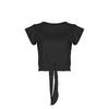 Casual Women'S Short Sleeve Solid Round Neck Tops Ladies Blouse Lace Up Vest