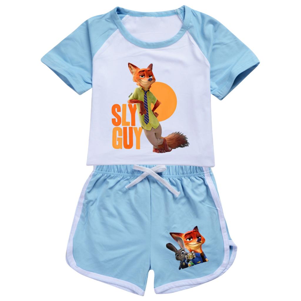 Kids Summer Sport T-Shirt And Shorts 2 Piece Outfit Tracksuit Set Short Sleeve Print Crop Tops With Clothing Set