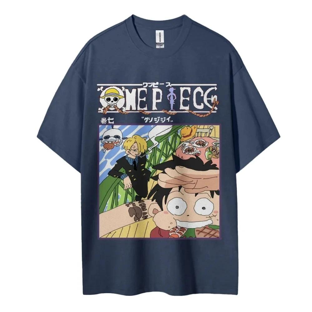 One Piece Animation Derivatives Luffy Sanji Printing Men's and Women's Summer Fashion Breathable Street Short-sleeved T-Shirt