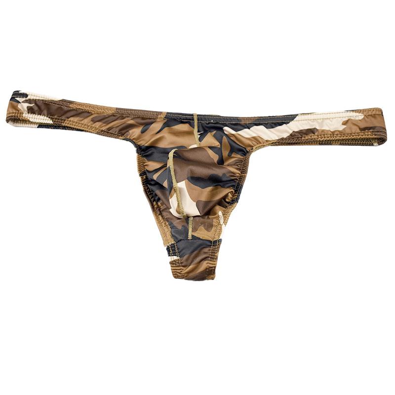 1 ks Pánské spodní prádlo Polyesterové vlákno Sexy G-string T-back Bikiny S nízkým pasem Maskáčová kapsička Tanga