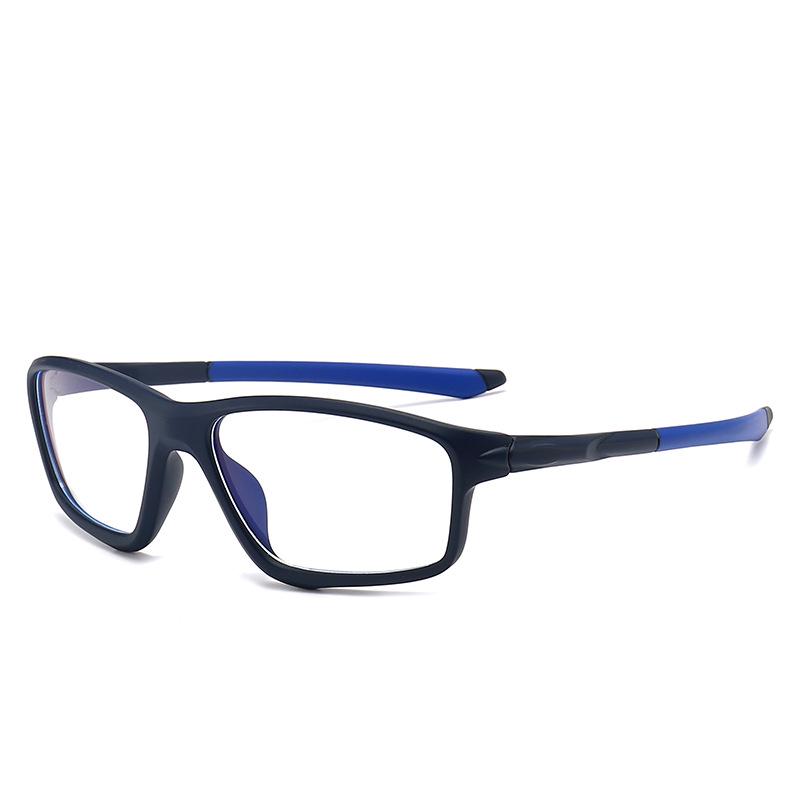 TR90 Square Blue Light Blocking Sports Men's Eyeglass Frame with Flat Lens, Myopia-Compatible (Model TR5773)