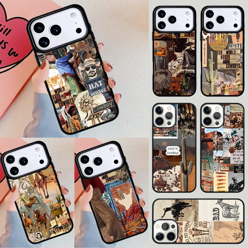 Rodeo Cowboy Lasso Horses Phone Case For iPhone 17 Air 14 15 13 12 Max Cover For Apple 16e 11 Pro Max Plus Coque