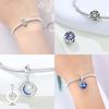 Charms Zircon Blue Moon Pendant Sun Stars Original Copper Beads Fit Bracelet Anniversary Fine Gift Accessory Diy Making