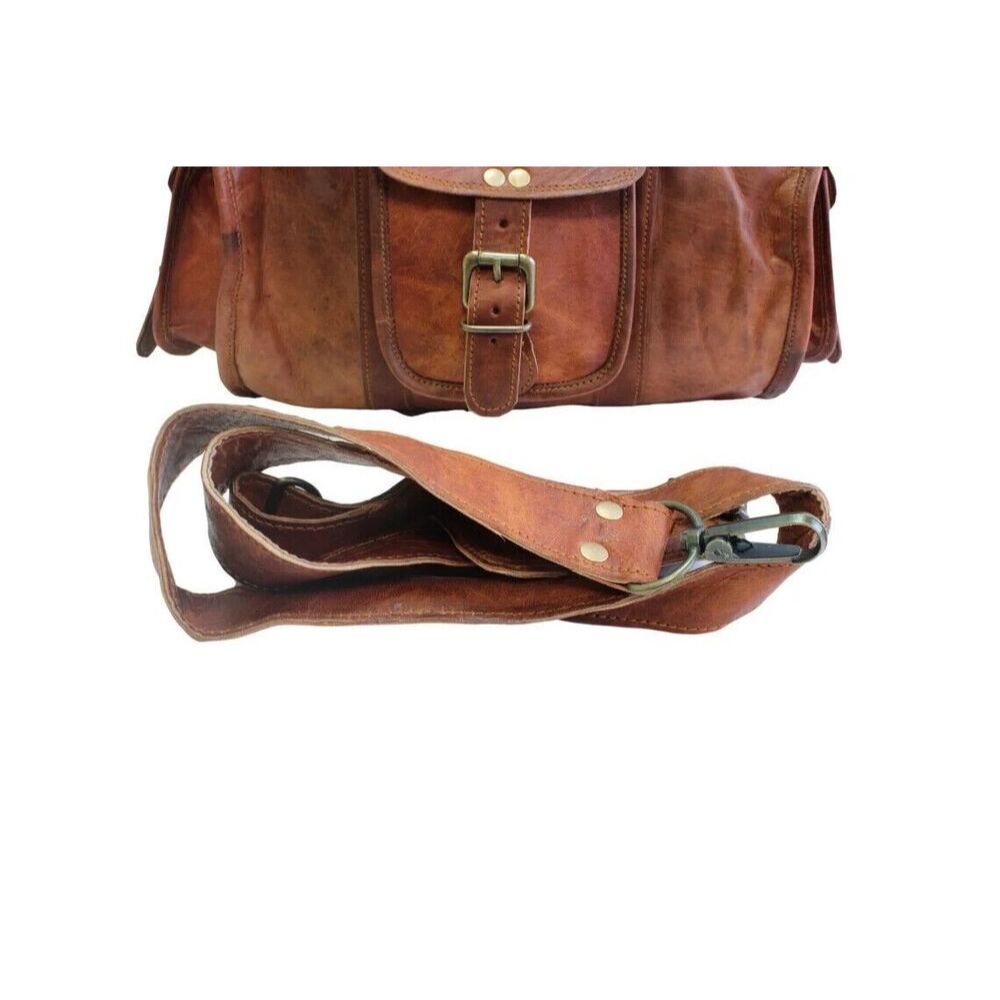 Small Leather Air Cabin Vintage Duffle Luggage Weekend  Overnight Travel Bag