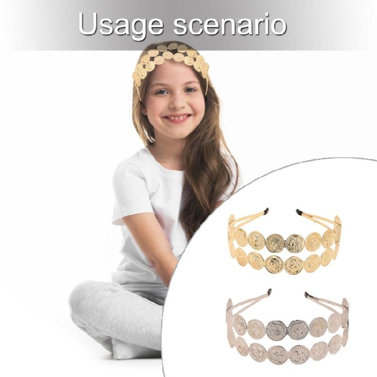 Złota opaska na włosy do tańca brzucha z metalowymi ozdobami dla kobiet na występy sceniczne, tematyczne imprezy, festiwale, dekoracje