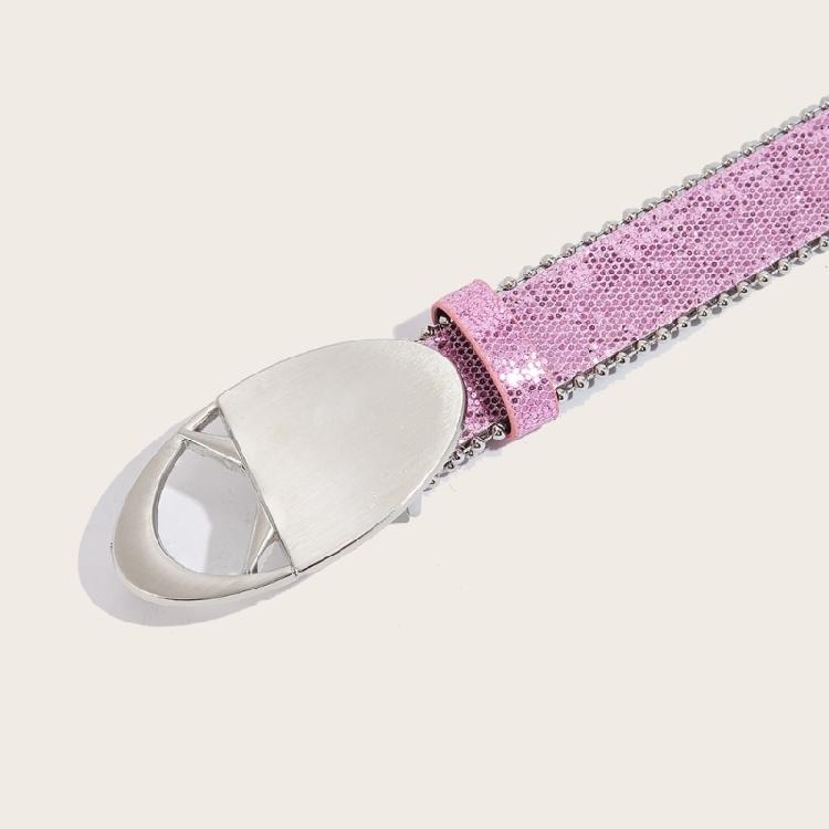 Girl Glittered Waist Belt Street Dance Jeans Belt Decorative Round Buckle
