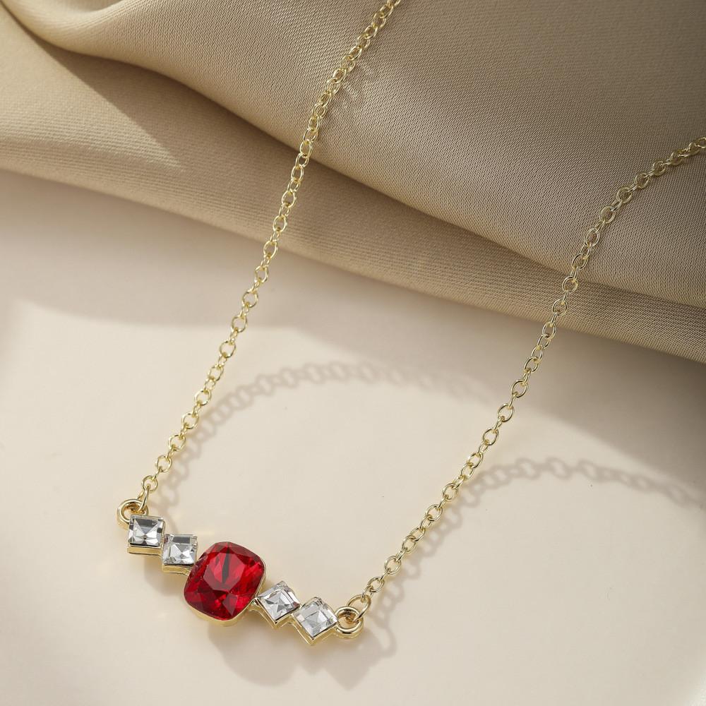 

Unique Colorful Copper Necklace With Eyecatching Zircon Stones Perfect For Casual And Formal Wear Red Necklace