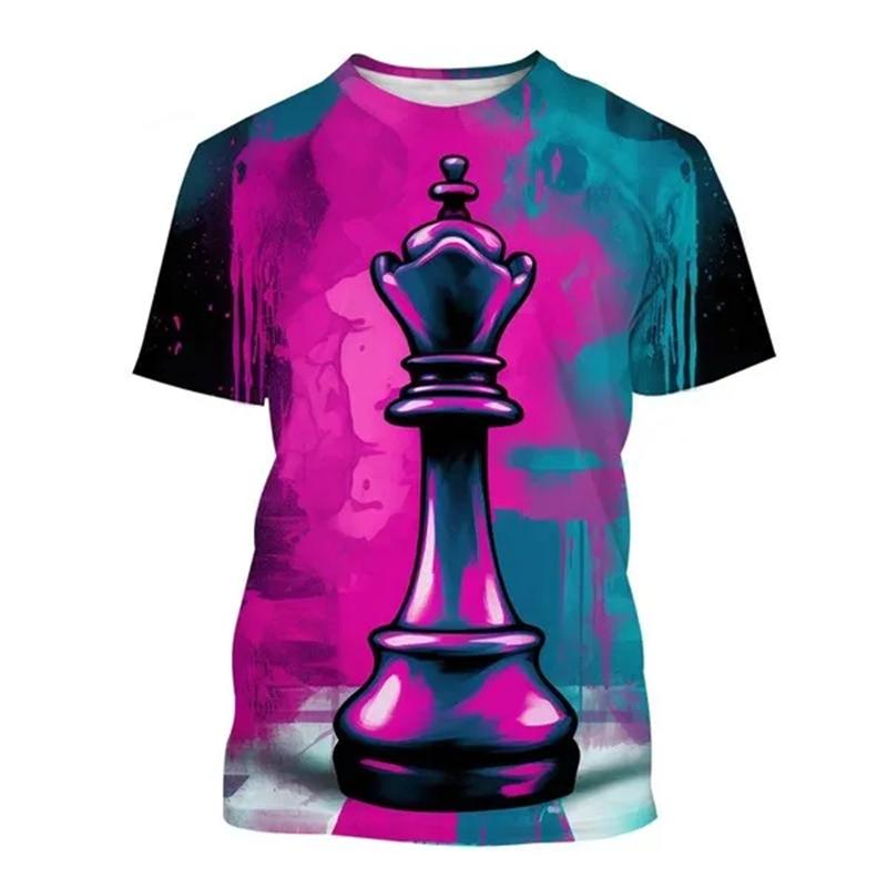 Chess 3D Graphic Print T-shirt For Men Women Casual Tops Clothes Comfortable Streetwear O-Neck Short Sleeve Oversize Tees Tops