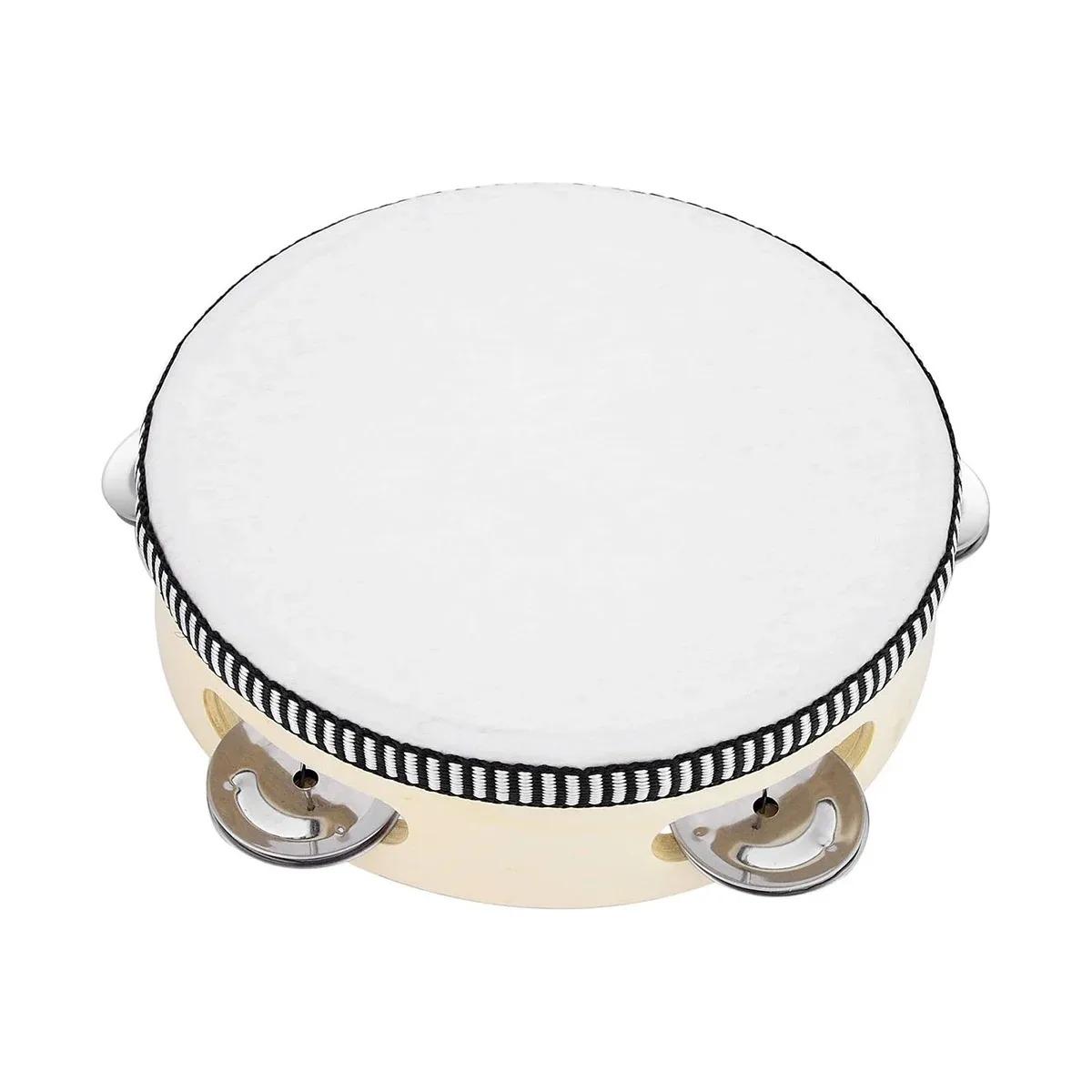 

6inch Hand Held Drum Tambourine Drum Metal Jingles Percussion Musical Instrument For KTV Party Games
