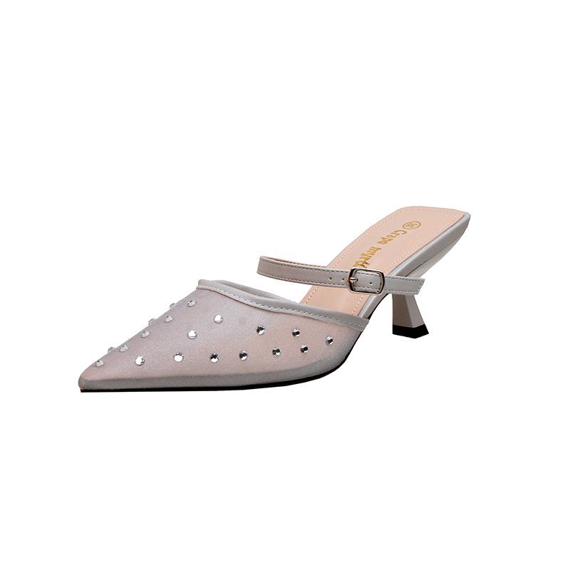 Vielseitige Sexy Spitzschuhe Atmungsaktiv Dünnabsatz Hinterkappe Cool Drag Damenschuhe