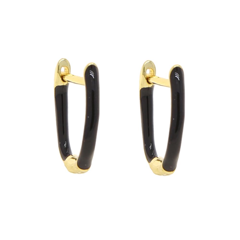 Promotion Vergoldeter Creolen-Ohrschmuck Ohne Zirkonia Emaille Voll Besetzt Schwarz Weiß Rosa Blau Emaille U-Form Creolenohrring für Damen