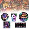 Party Halloween Tableware Set Luminous Plate Cups Napkins Tablecloth Celebration