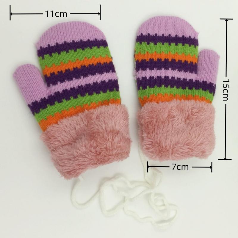 Guanti in maglia da 3-9 anni con strisce per bambini e bambine, caldi guanti per bambini, autunnali e invernali, guanti innevati per bambini
